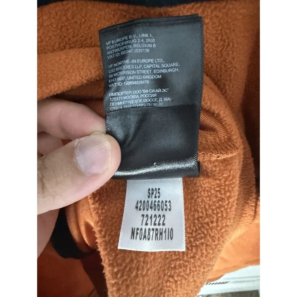 The North Face Glacier Fleece Jacket Full Zip Orange Black Men's Small